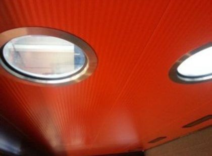 red shutter door with windows