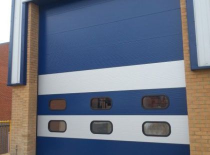 insulated sectional blue door