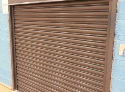 maroon shutter door