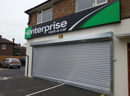 car rental shop door